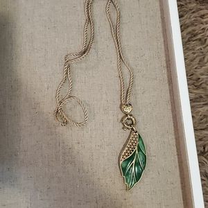 Monet, green leaf necklace